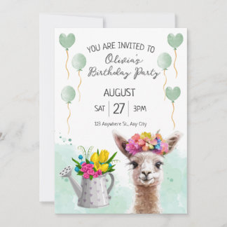 Alpaca lama Kind Verjaardag | uitnodiging tot baby