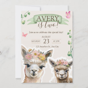 Alpaca lama Kind Verjaardag   uitnodiging tot baby