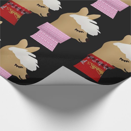 ALPACA LLAMA CHRISTMAS Wrapping Paper Cadeaupapier (Hoek)