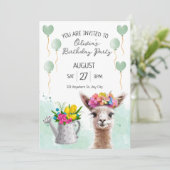 Alpaca llama Enfant Anniversaire | Invitation baby (Debout devant)