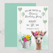 Alpaca llama Enfant Anniversaire | Invitation baby (Devant / Derrière)
