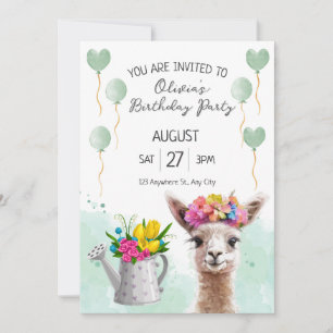 Alpaca llama Enfant Anniversaire Invitation baby