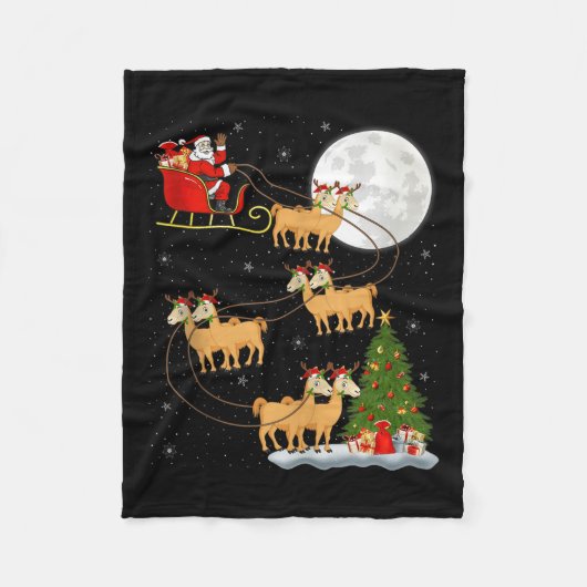 Alpaca Llama Santa Sleigh Flying Funny Magical Chr Fleece Deken (Voorkant)