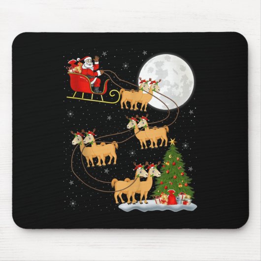 Alpaca Llama Santa Sleigh Flying Funny Magical Chr Muismat (Voorkant)