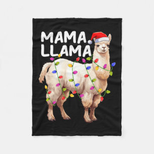 Alpaca Llama Xmas Verlichting Santa Hat Mama Llama Fleece Deken