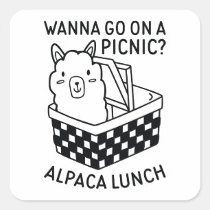Alpaca Lunch Vierkante Sticker
