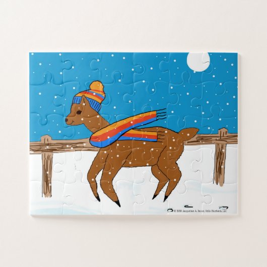 Alpaca Marvin in de Winter Moonlight Puzzel Legpuzzel (Horizontaal)