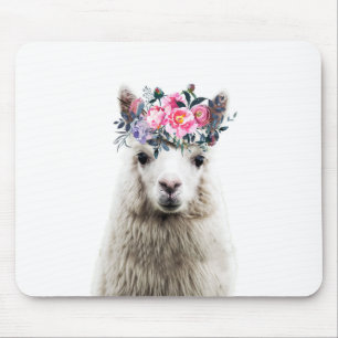 Alpaca met bloemen muismat