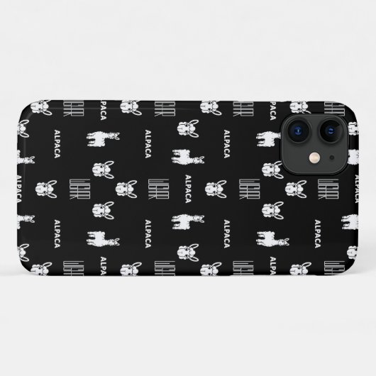 Alpaca noir et blanc iPhone 11 Coques par Wighar (Dos (Horizontal))