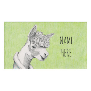 Alpaca op de Groene Markering van de Naam van de R Naambadge