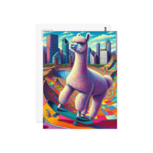 Alpaca op een Skateboard