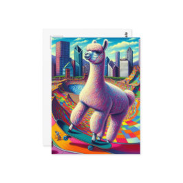 Alpaca op een Skateboard Briefkaart