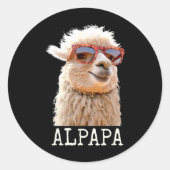 Alpaca Papa Alpapa Lama Daddy Schattige Alpaca Dad Ronde Sticker (Voorkant)