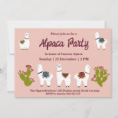 Alpaca Party Cactus Pink Birthday Kaart (Voorkant)