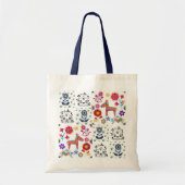 Alpaca Pinata met een blauw huis- en bloementbudge Tote Bag (Voorkant)