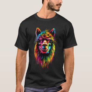 Alpaca Pop Art Kleurrijke Kleuren Lama Popart Rege T-shirt