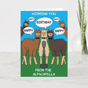 Alpaca Pun Alpacapella Happy Birthday Card Kaart