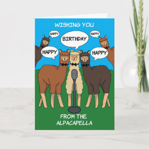 Alpaca Pun Alpacapella Happy Birthday Card Kaart