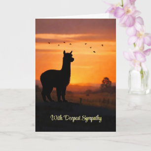 Alpaca rouw verlies gesilhouetteerde zonsondergang kaart