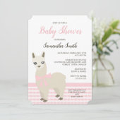 Alpaca Roze Baby shower Uitnodiging (Staand voorkant)