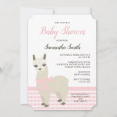 Alpaca Roze Baby shower Uitnodiging (Voorkant)