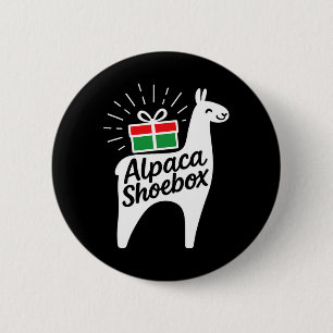 Alpaca schoenendoos kerstkind geven ronde button 5,7 cm