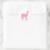 Alpaca Silhouette (roze) Ronde Sticker (Tas)