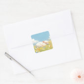 alpaca slaapweide vierkante sticker (Envelop)