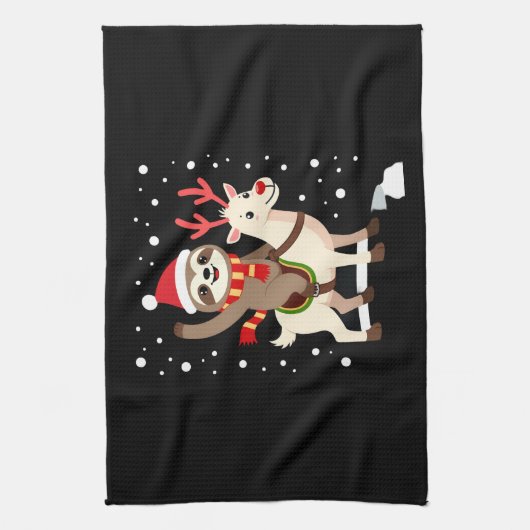 Alpaca Sloth Christmas (1) Theedoek (Verticaal)