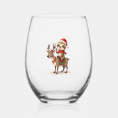 Alpaca Sloth Christmas (1) Wijnglas Zonder Voet (Voorkant)