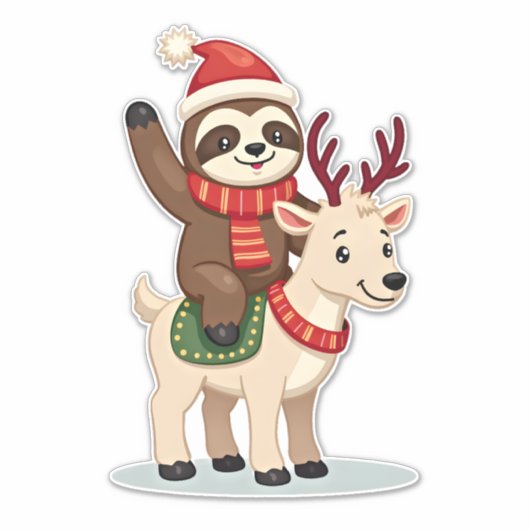 Alpaca Sloth Christmas (2) Sticker (Voorkant)
