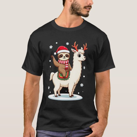 Alpaca Sloth Christmas (3) T-shirt (Voorkant)