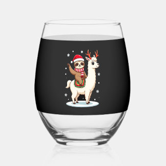 Alpaca Sloth Christmas (3) Wijnglas Zonder Voet