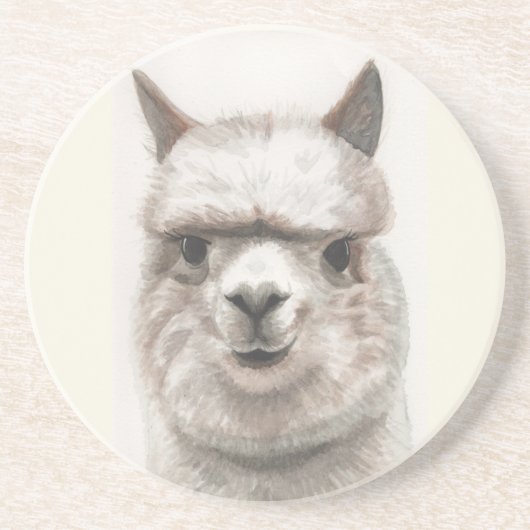 Alpaca Smile Sandstone Natural Onderzetter Waterve (Voorkant)