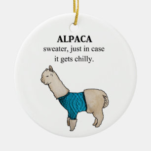 Alpaca Sweater in Hoesje krijgt het kinderlijk Keramisch Ornament