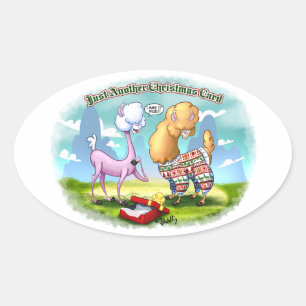 ALPACA SWEATER van Jeff Willis Art Ovale Sticker