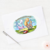 ALPACA SWEATER van Jeff Willis Art Ovale Sticker (Envelop)