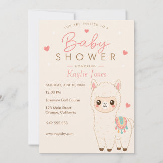 Alpaca Thema Baby Shower Uitnodiging
