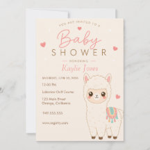 Alpaca Thema Baby Shower Uitnodiging