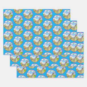 Alpaca Unicorn onder regenbooghemel Inpakpapier Vel