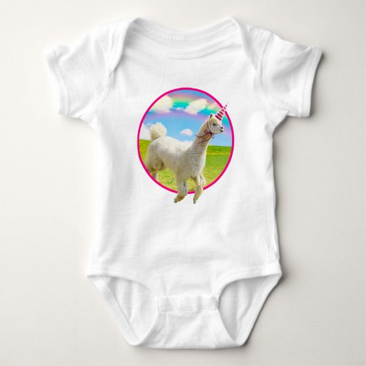 Alpaca Unicorn onder regenbooghemel Romper (Voorkant)