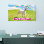 Alpaca Unicorn onder regenbooghemel Spandoek (Beurs)