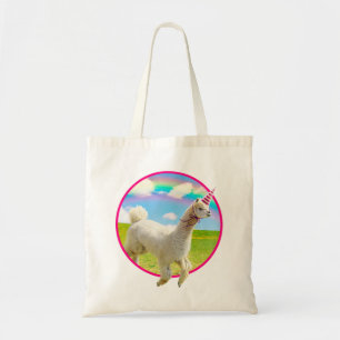 Alpaca Unicorn onder regenbooghemel Tote Bag