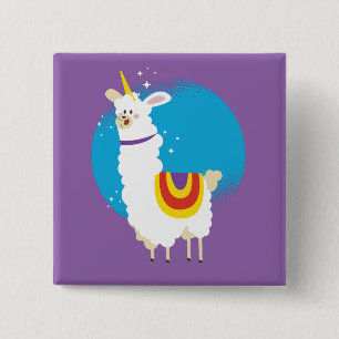 Alpaca Unicorn Vierkante Button 5,1 Cm