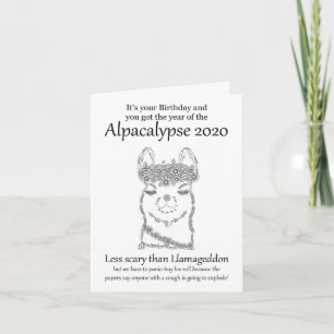 Alpaca Verjaardag Kaart Zelfisolatie Corvid Humor