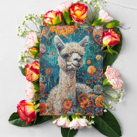 Alpaca Whimsical Geboortekaart