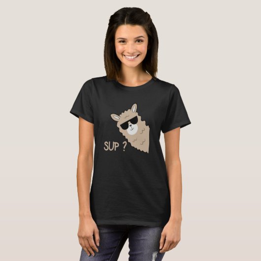 Alpaca with glasses  saying llama t-shirt (Voorkant volledig)