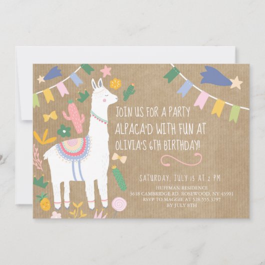 Alpaca'd met Fun Birthday Party Kaart (Voorkant)