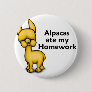 Alpacas at my Homework Ronde Button 5,7 Cm