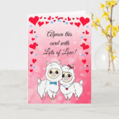 Alpaca's en Lamas Funny Valentijnsdag Kaart (Gele Bloem)